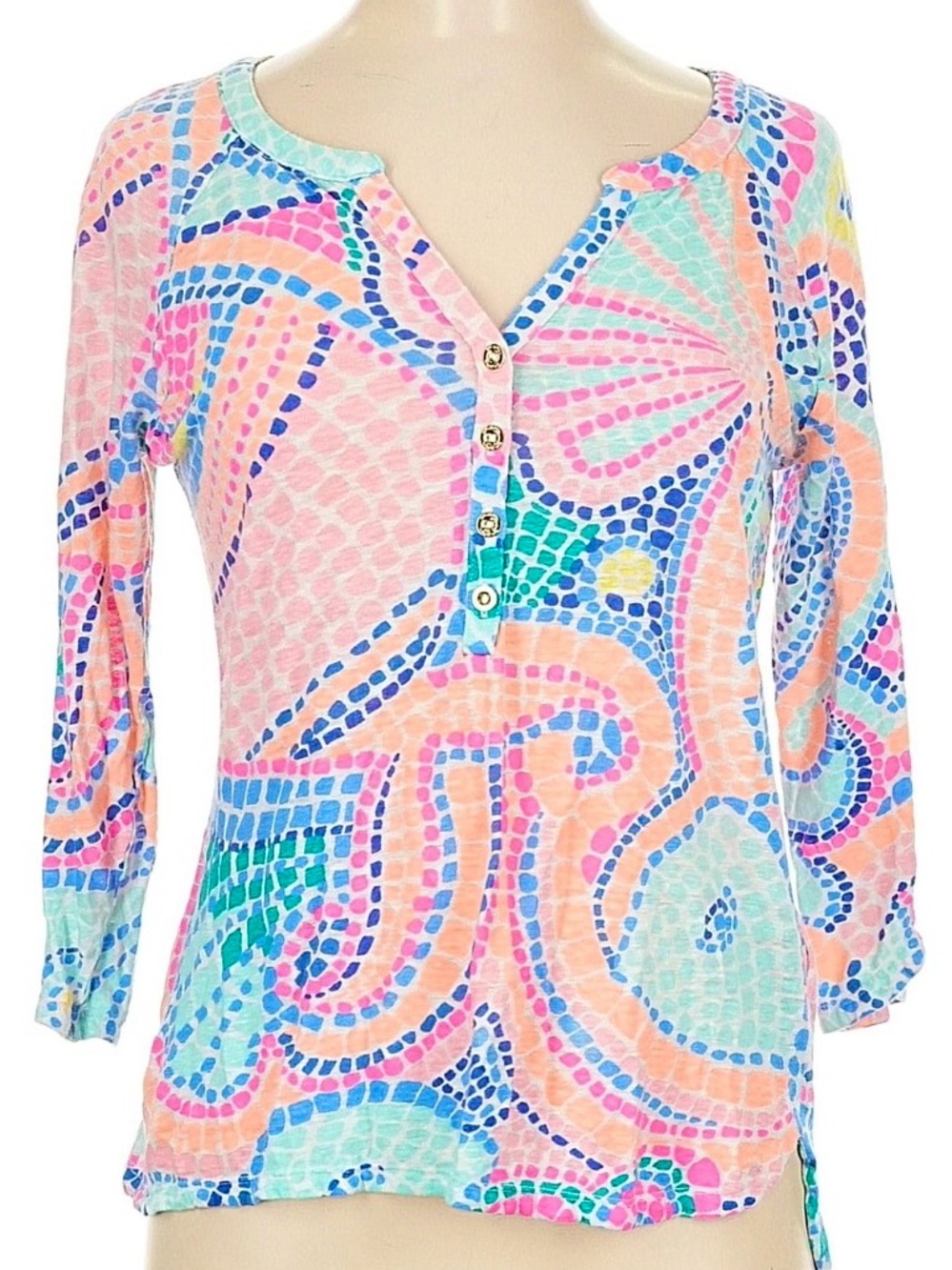 Lilly Pulitzer Egret Tile Wave Linen Top